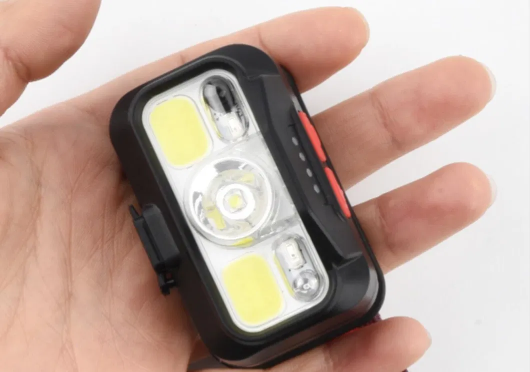 800 Lumen Wave XPE 2X LED COB Rechargeable Sensor Head Torch Battery Indication Charging Portable Headlight Flashing Warning LED Headlamp with Sensor Switch