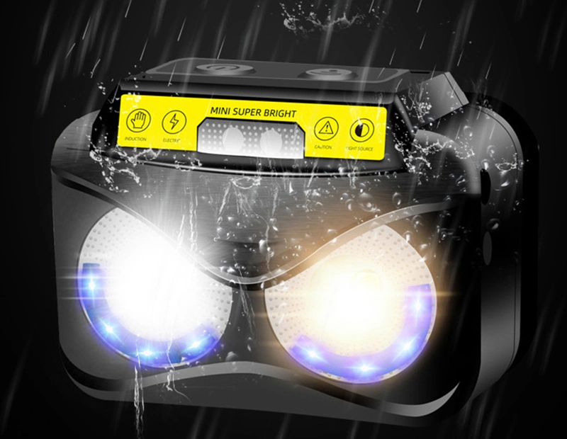 Emergency Head Torch Light Rechargeable Head Torch Lamp Motion Sensor Portable Xpg COB Headlight Ultra Bright 300 Lumen for Camping Outdoor LED Headlamp