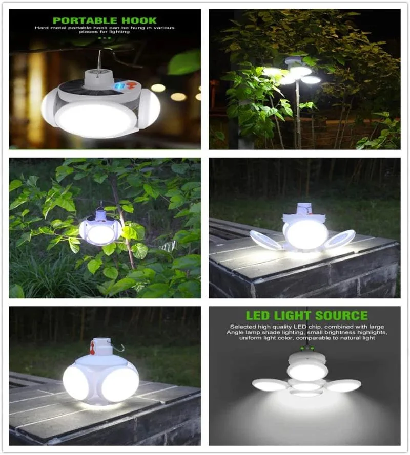 Waterproof Outdoor LED Silicone Collapsible Solar Lantern Rechargeable Camping Light