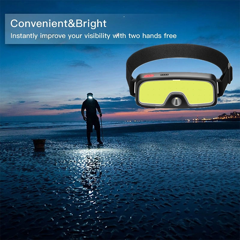 Helius Upgrade Waterproof Fishing Running Wide Beam Rechargeable USB LED COB Headlamp