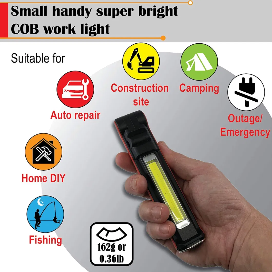 High Quality Car Inspection Spot Lamp Rechargeable COB LED Work Light with Magnetic for Car, Outdoor Camping Emergency Working Lighting