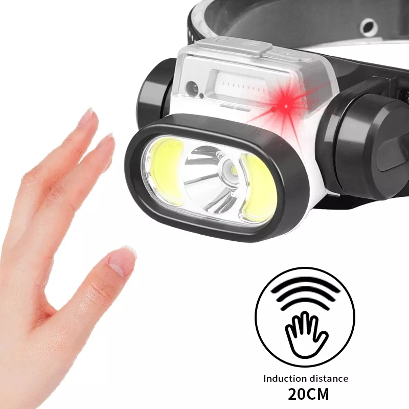 LED Motion Sensor Mini Headlamp Type-C Rechargeable COB Work Light Waterproof Camping Headlight
