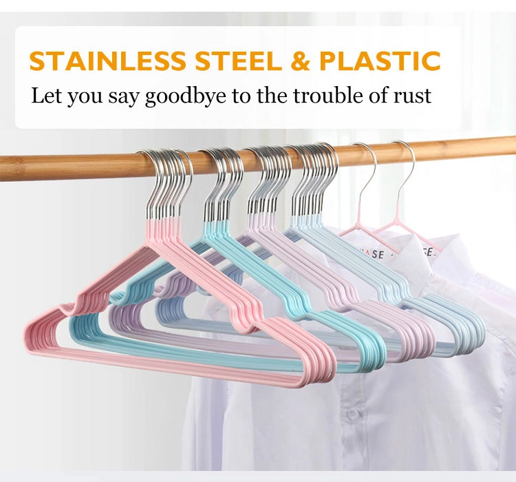 Free Sample Stainless Steel Non Slip Drying Durable Heavy Duty PVC Hanger Adult Bulk Wire Gold Metal Hangers for Laundry