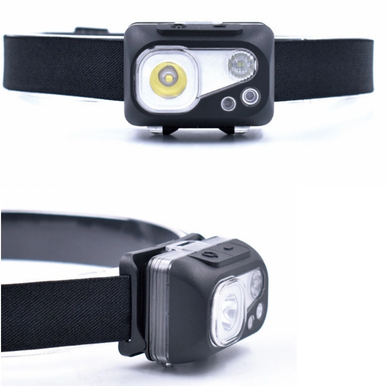 Rechargeable High Power Headlamp, 5W+3W Multi-Use and Hand Free Durable Head Torch, Waterproof IP67, 6 Flash Mode