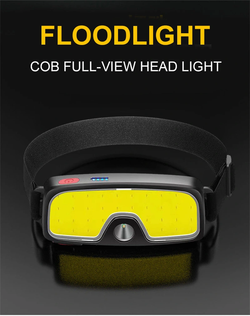 Wide Beam Portable COB Head Lamp USB Rechargeable LED Headlamp for Night Riding Adventure Camping