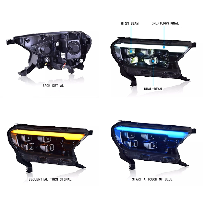 Car Exterior Accessories LED Headlamp Headlights for Ford Ranger T7 T8 Wildtrak Raptor Everest 2015-2021