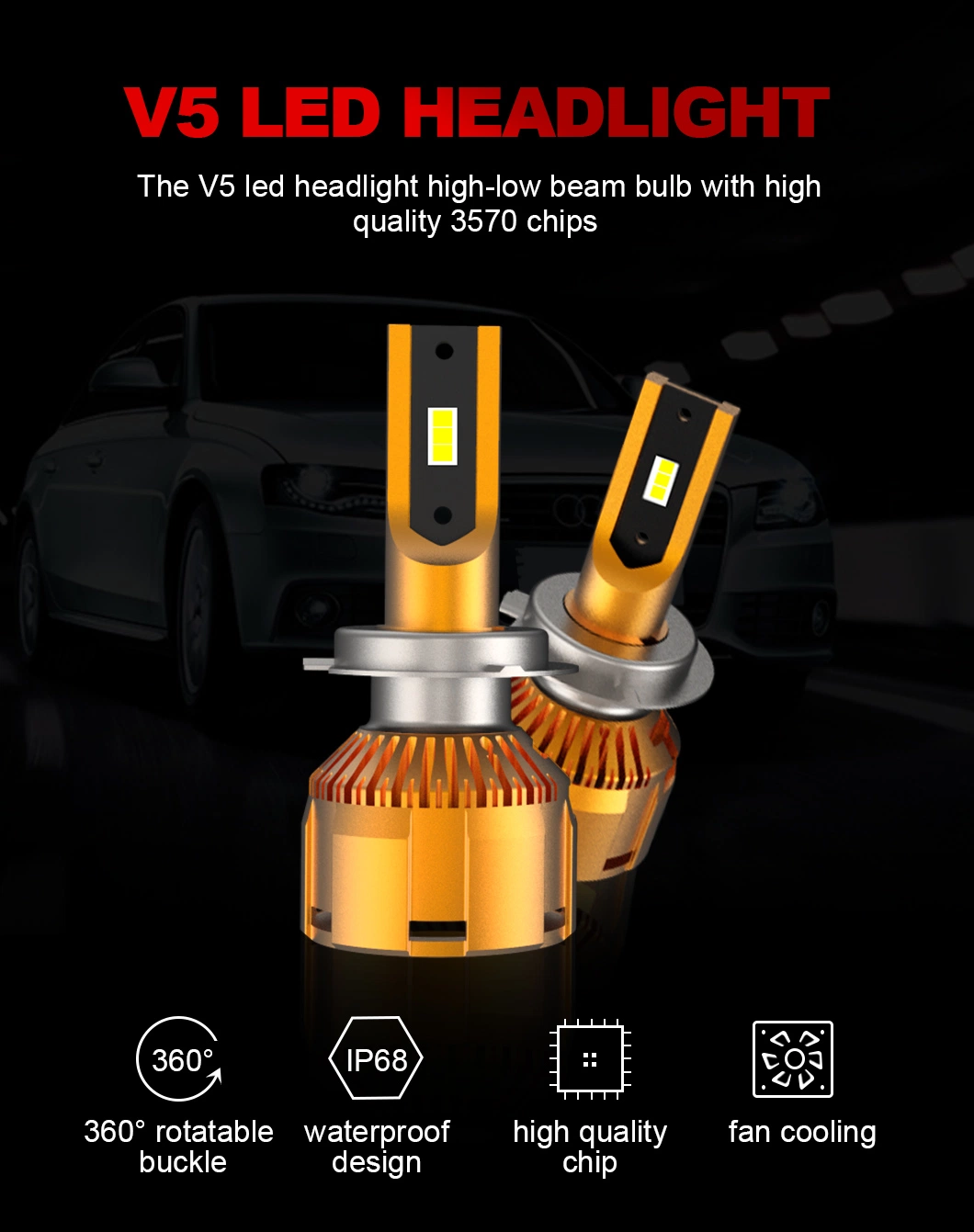 10% off CE DOT High Brightness 7000lm H11 H4 Car LED Headlight