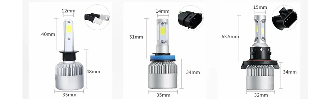 3sides H4 LED Light Bulb S2 Hight Low Beam 9005 H7 Car LED Headlight Lamp