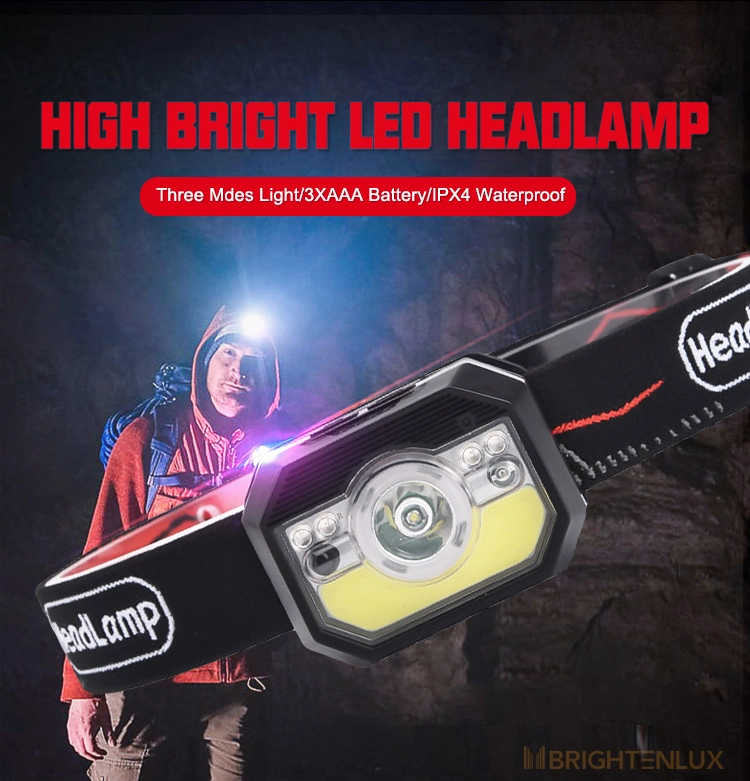 Brightenlux Factory Supply Cheap Lithium Battery XPE COB Bulb Waterproof Multifunctional Sensor Headlamp with Adjusting Buckle