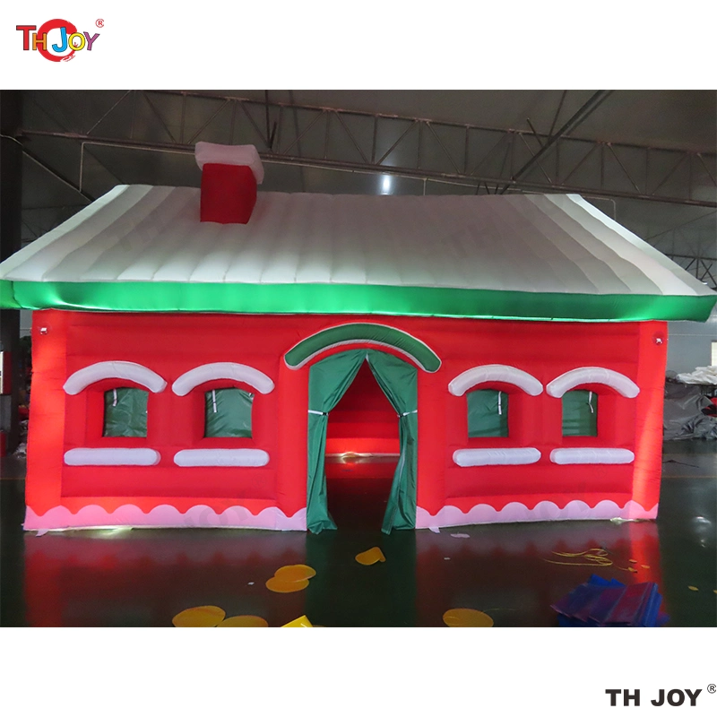 6X4m Xmas LED Light Inflatable Santa Grotto Christmas House Holiday Inflatable Christmas Tent with LED Light