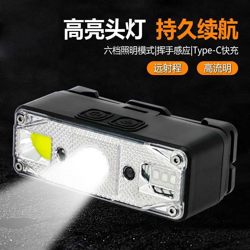 Multifunctional Outdoor Headlight USB Charging Induction Bald Head Wearing Style Head Light