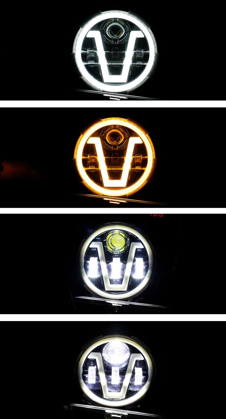 Truck Offroad Car Motorcycle DRL Halo Lights Waterproof Round 7inch LED Headlamp