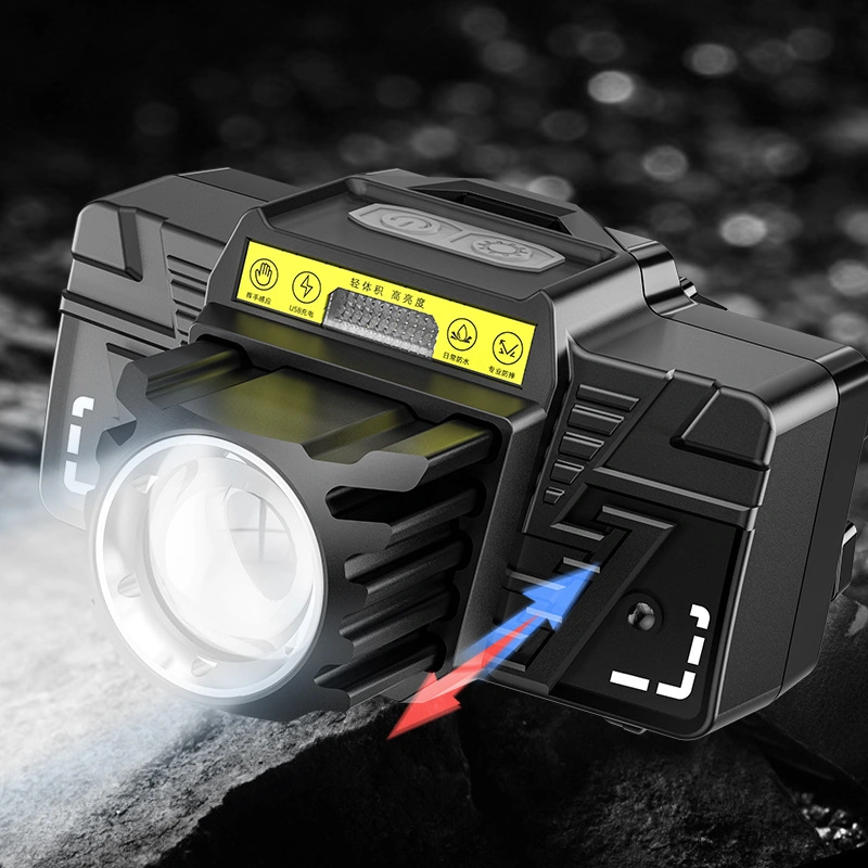 Helius New Xhp50 Camera Type Headlamp 800lm Red Light Wave Sensing Type-C Telescopic Zoom LED Headlight