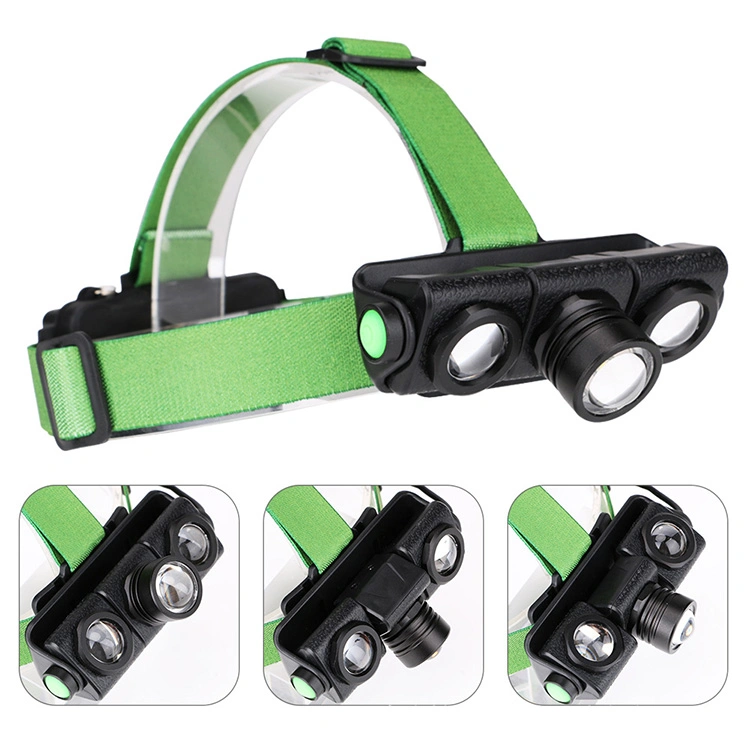 USB Rechargeable High Lumen Outdoor Head Torch T6 LED Headlight with 4 Flashing Modes Zooming Adjustable 180 Degree Rotation LED Headlamp