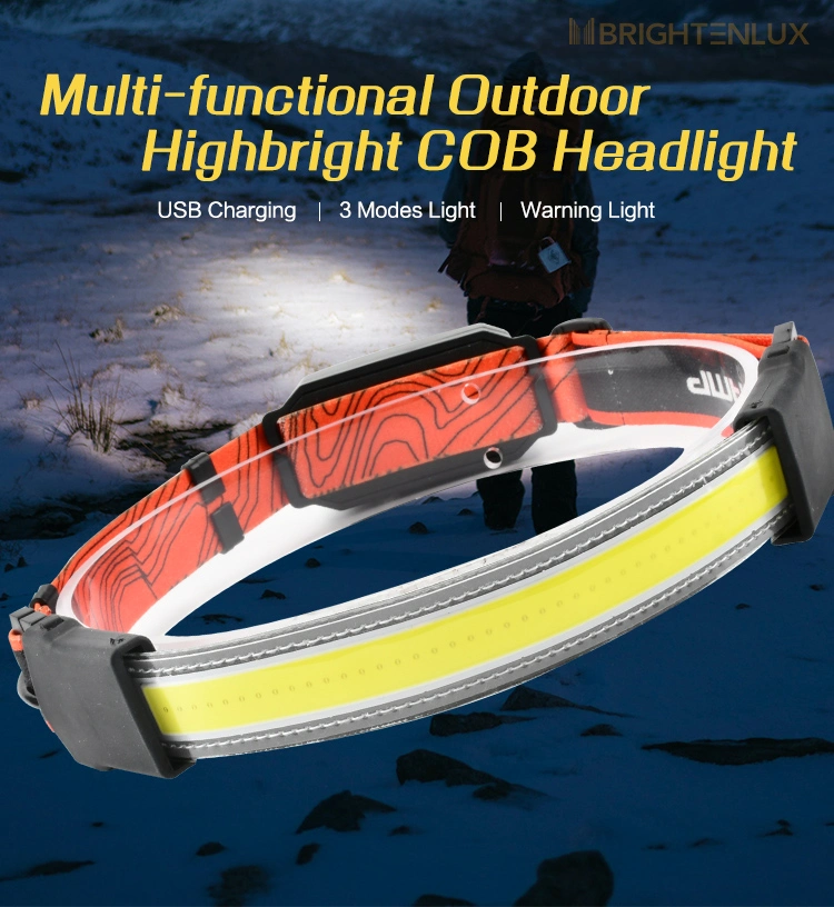 Brightenlux New Product Tactical Portable Hiking Waterproof Rechargeable COB LED Outdoor Headlight