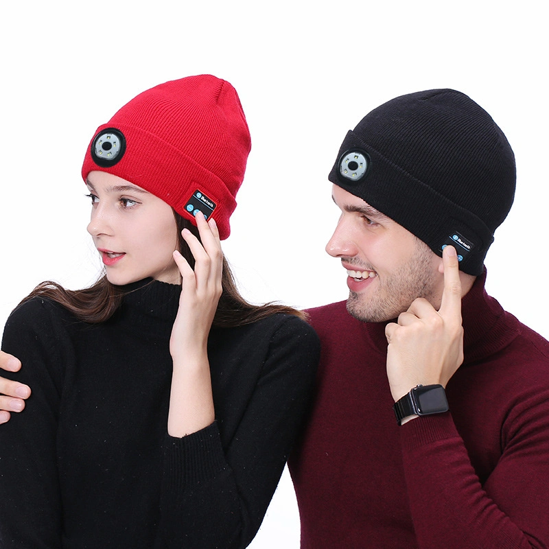 Wholesale Winter Wearable Head Torch Lamp 3 Work Mode Unisex Winter Warmer Knit Hat Headlight with Light LED Beanie Hat Light Portable LED Headlamp