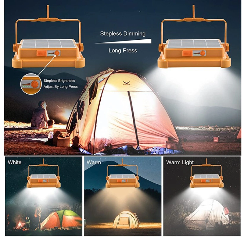 High Brightness Portable Exterior Camping Hiking Flood Light USB Charging Sos Flash 100W Solar LED Working Lights