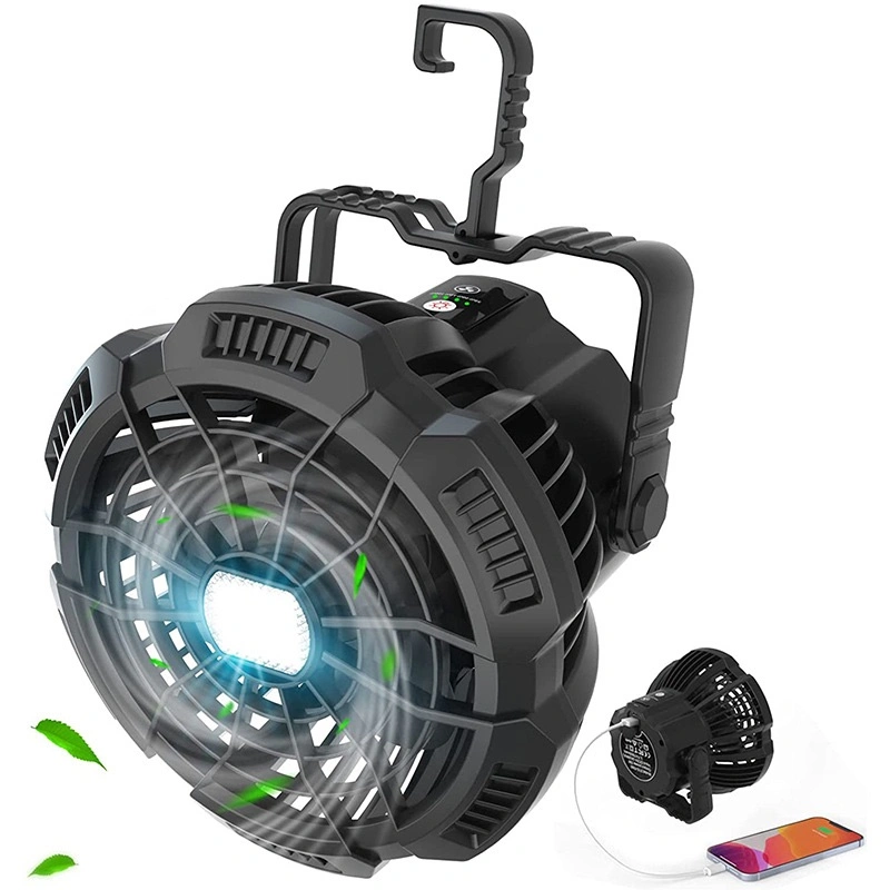 portable Camping Fan for Tents with LED Light Remote Control