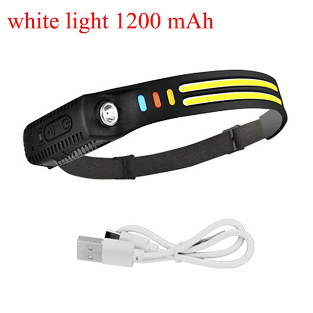 COB Sensor 6 Modes Fishing Head Torch Built in Battery Camping Flashlight Rechargeable Headlamp