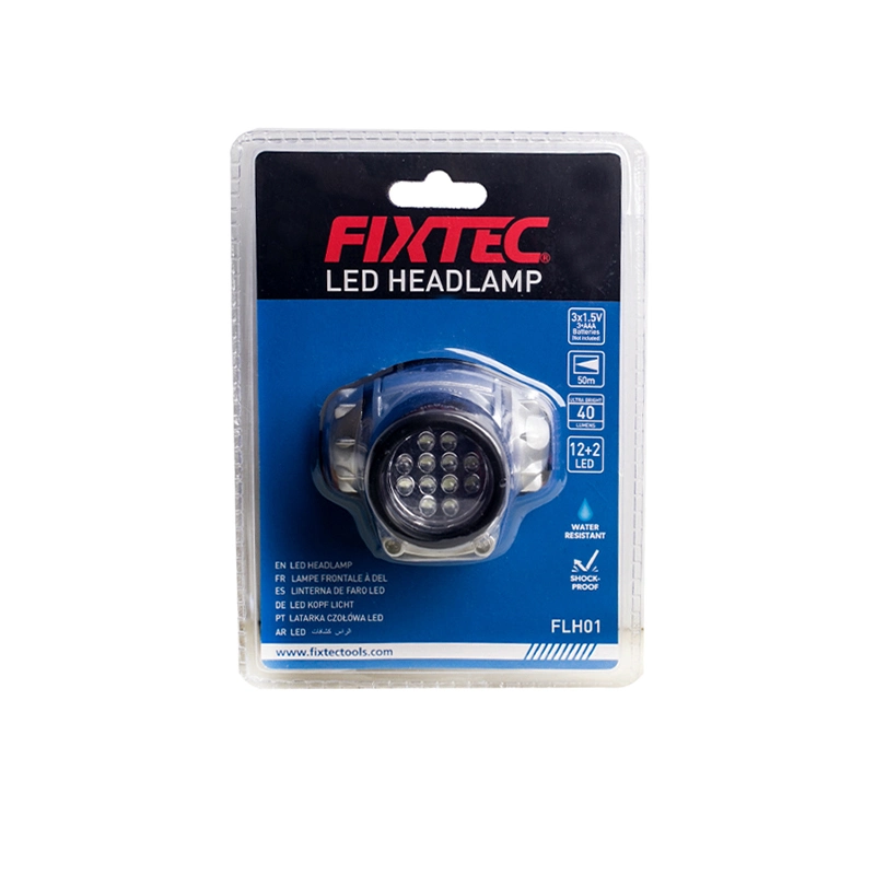 Fixtec 4.5V Plastic Light Body Dry Battery Water Resistant 12+2LED Adjustable Outdoor Headlamp