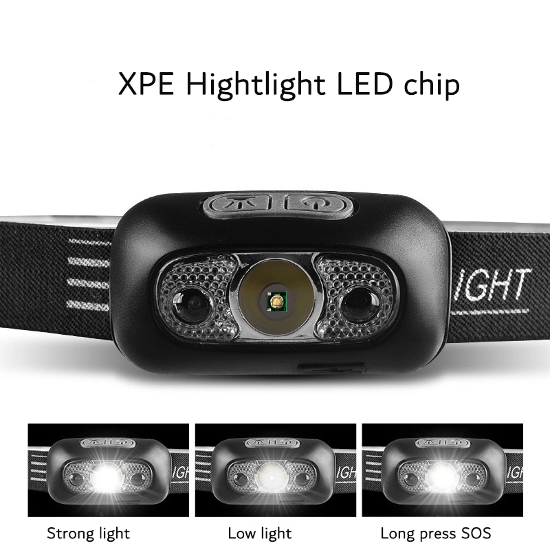 XPE LED 500mAh Lithium Battery USB Headlight LED Headlamp USB Rechargeable for Camping Running