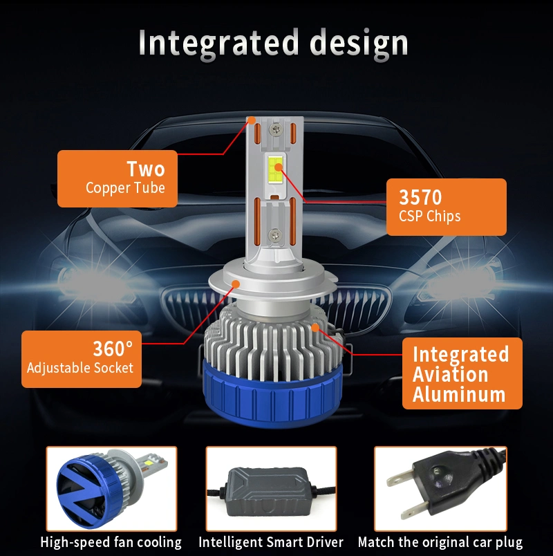 Evitek New Style 200W 20000lumen Auto Lighting System N8 H7 LED Headlight Bulb Faro LED for Car