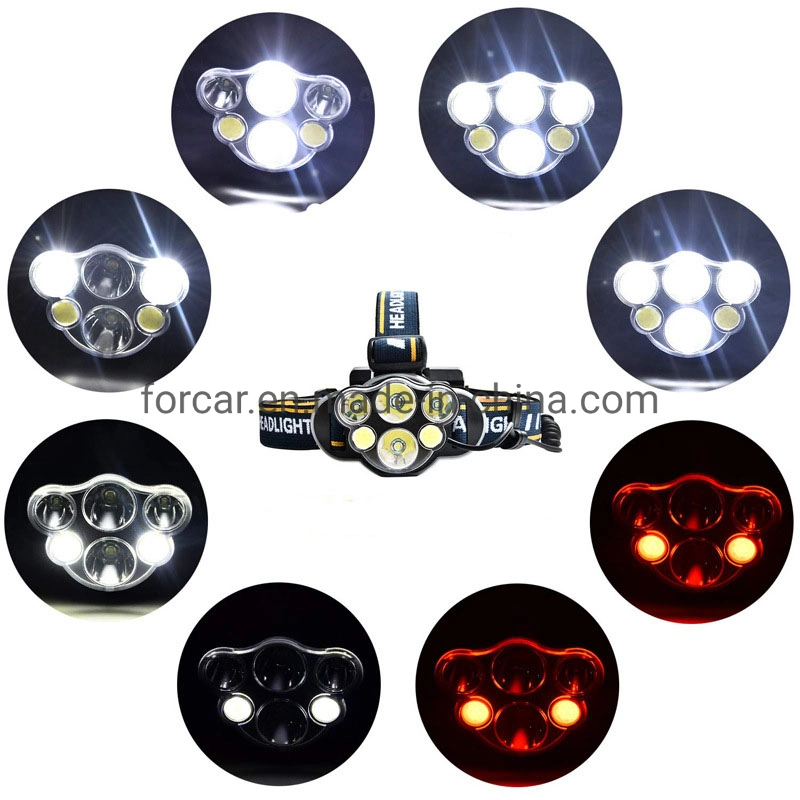 7 LED High Bright Headlight USB Rechargeable Head Torch Light for Outdoor Camping Hunting Head Lamp High Quality Flashing LED Headlamp