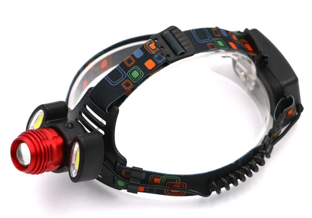 LED Zooming Headlamp, High Power Rechargeable T6 COB Headlamp with Red Warning Light