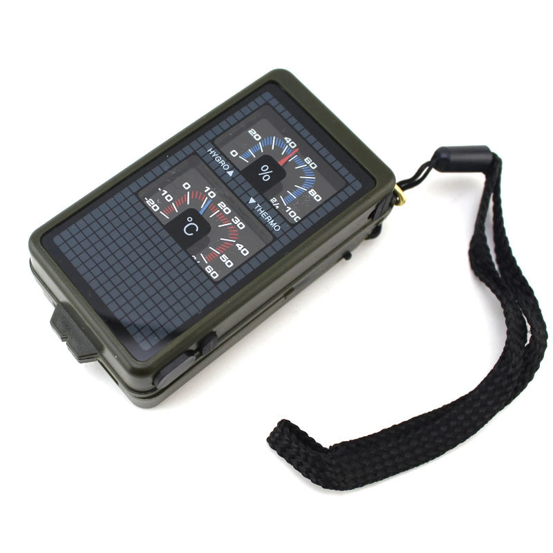 Multifunction 10 in 1 Camping Survival Compass with Hygrometer LED Light Ci19148