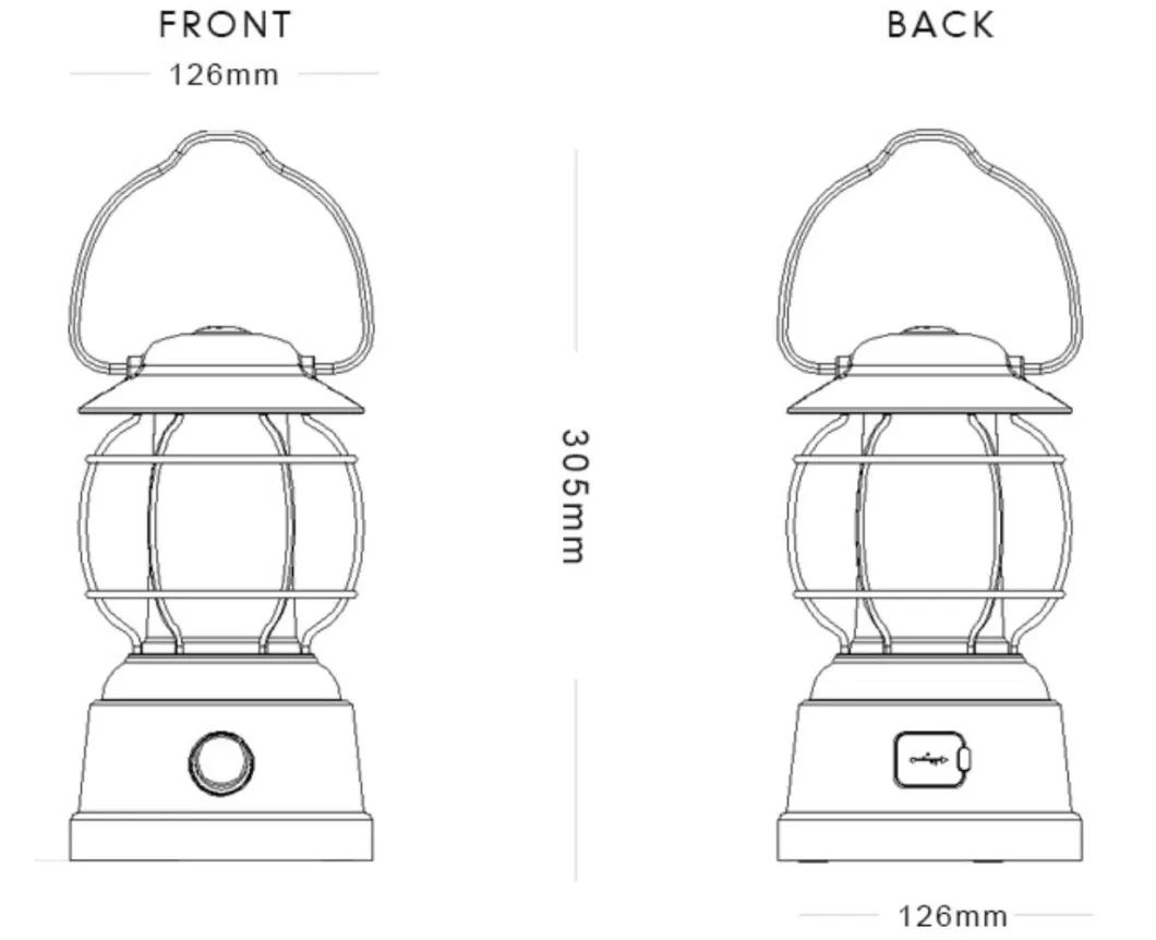 Classic Dimmable LED Camping Light with Hook