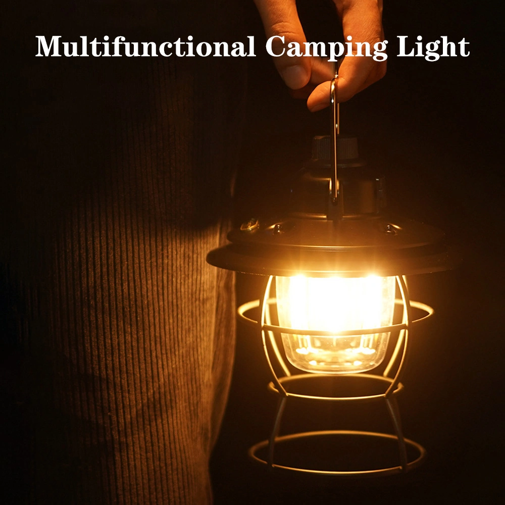 USB Rechargeable Retro Lantern Atmosphere LED Camping Tent Light Emergency Light