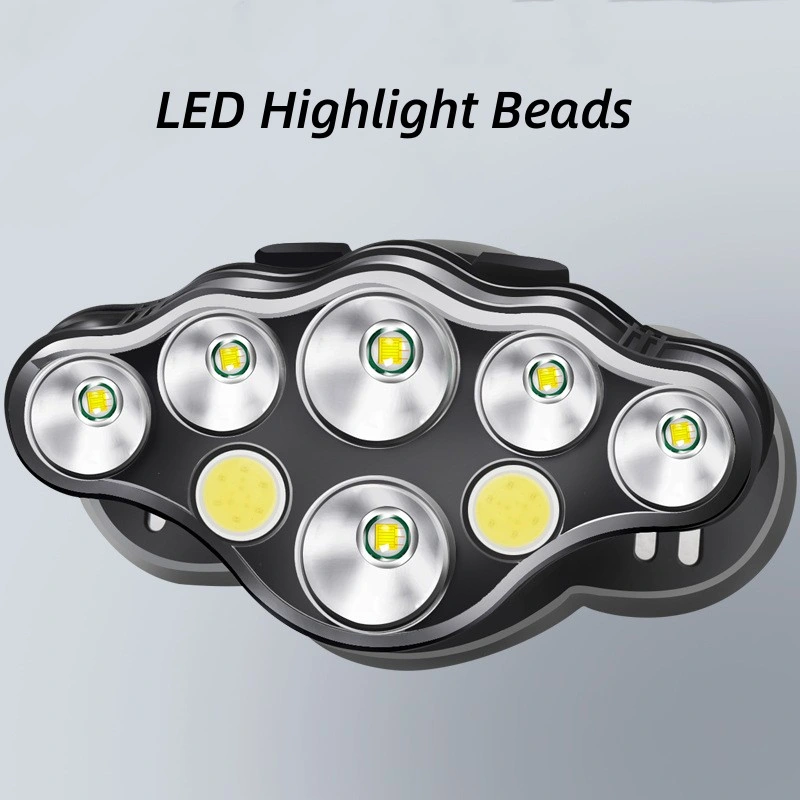 Rechargeable 8 LED Headlamp High Bright 1800 Lumen Head Waterproof Moving Lights