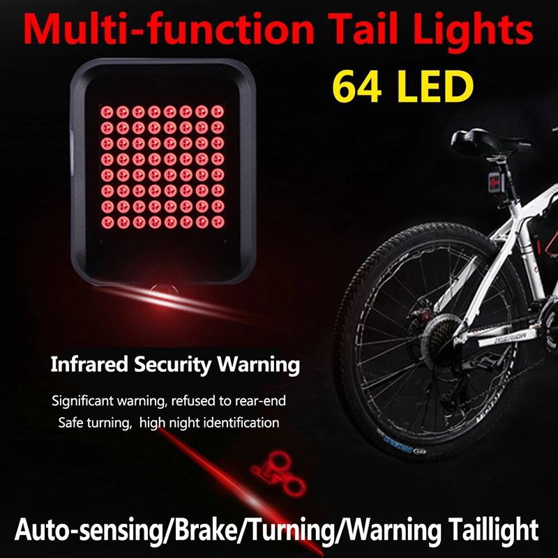 64 LED Lampara Accesorios PARA Bicicleta USB Bike Light Rear Cycling Accessory Intelligent Bicycle Lamp Rear Lights