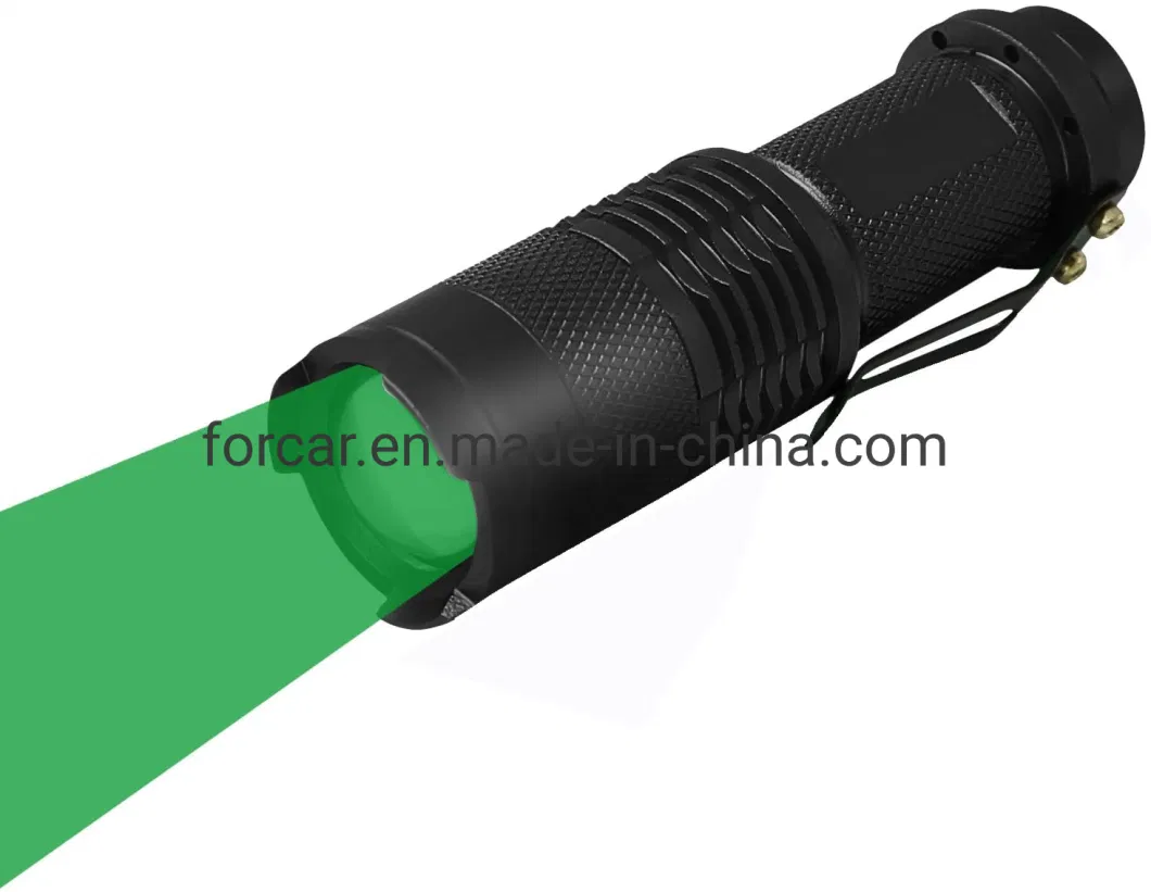 Green Flashlight Light Detector with Zoom LED for Fishing and Hunting