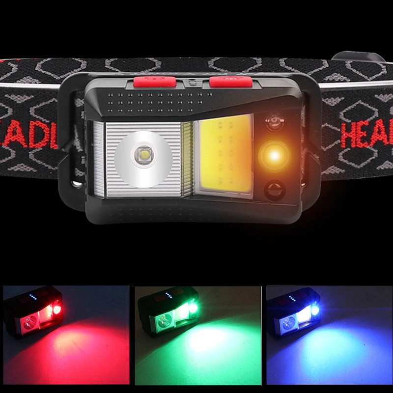 New Design Xpg COB Rechargeable Sensor Headlamp with Sensor Switch Adjustable LED Head Torch Lamp Emergency Flashing Warning LED Headlight