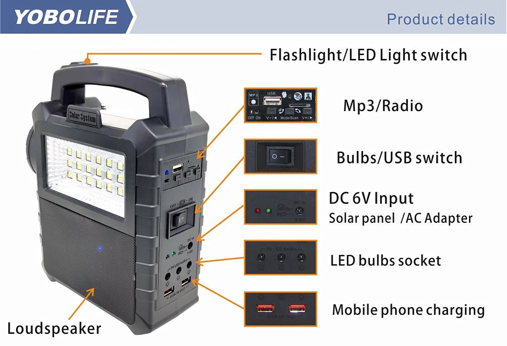 Solar Camping LED Light with USB Mobile Phone Charger FM Radio MP3 Bluetooth Music for Africa Kenya Marketing