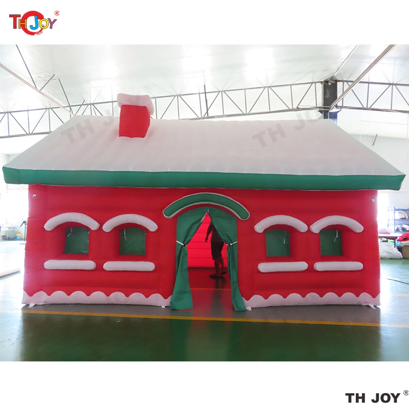 6X4m Xmas LED Light Inflatable Santa Grotto Christmas House Holiday Inflatable Christmas Tent with LED Light