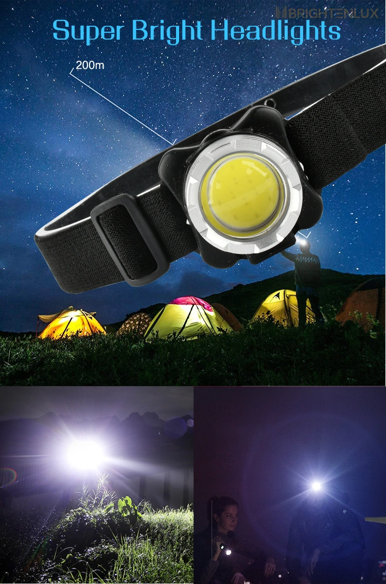 Brightlux New Style High Power Waterproof Portable USB Rechargeable Camping COB LED Headlamp