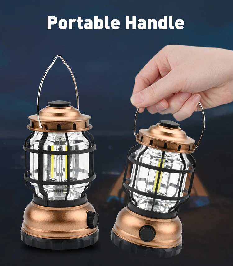 Brightenlux Mini AAA Battery Railroad Camping Lantern Antique USB Rechargeable COB LED Camping Light for Running Hiking Hunting