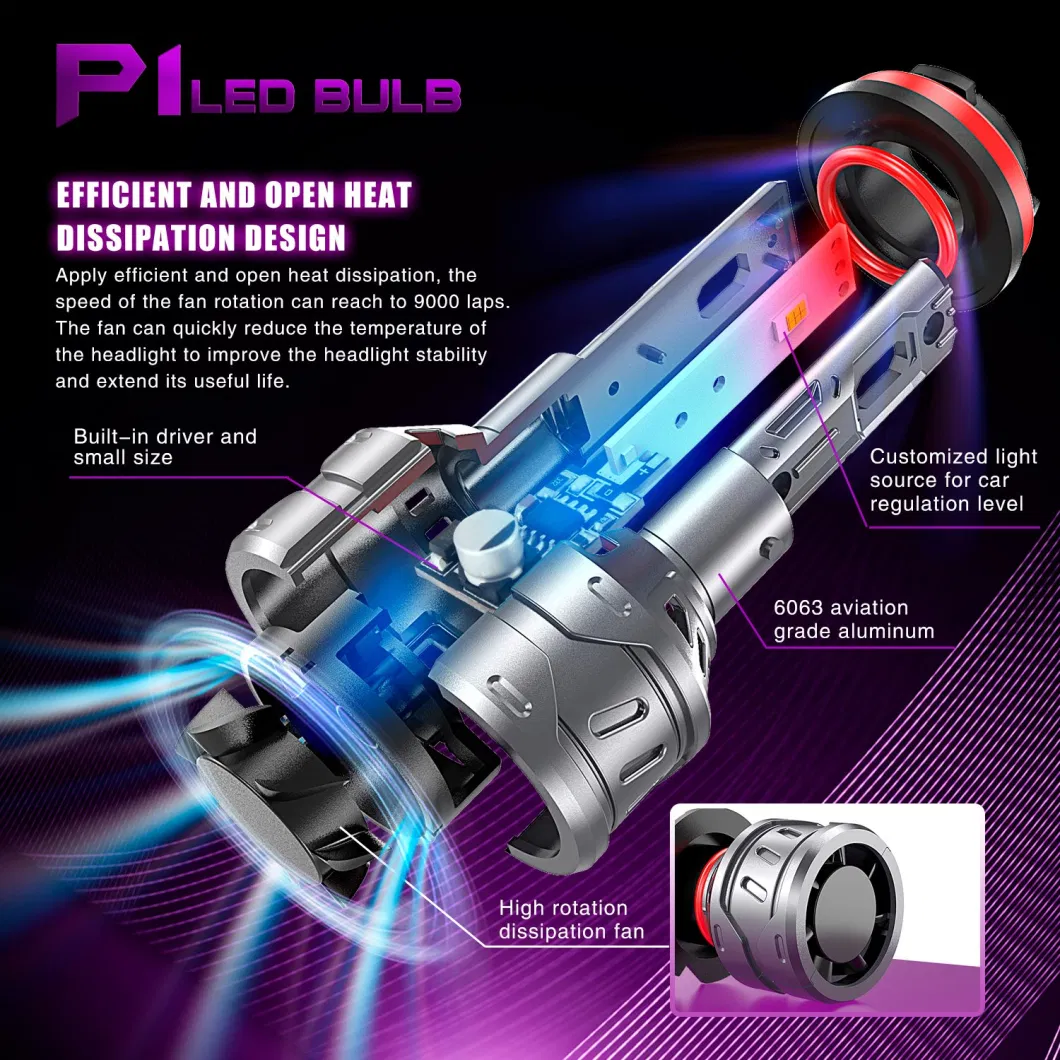 Lmusonu P1 LED Headlight 30W 8000lm with Fan Cooling Mini Size for Car Auto Lights Good Quality Cheap Price