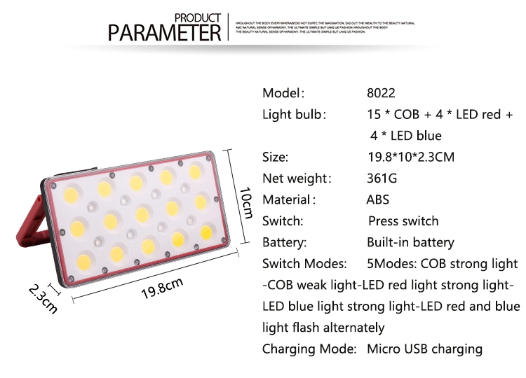 Outdoor Bright Ultra Rechargeable Work COB USB Camping Floodlight LED Emergency Light