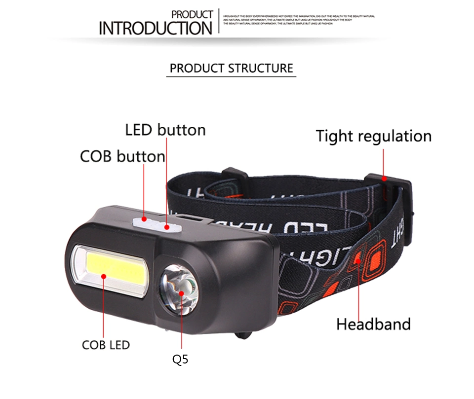 Outdoor 18650 Battery Litwod Q5 Lithium Ion Camping, Cycling Portable LED Headlamp