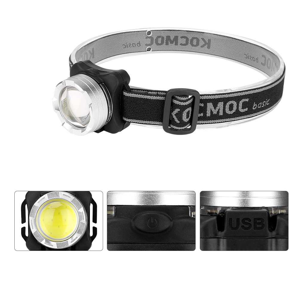 USB Rechargeable Head Flashlight Camping Torch Waterproof Mining Headlamp