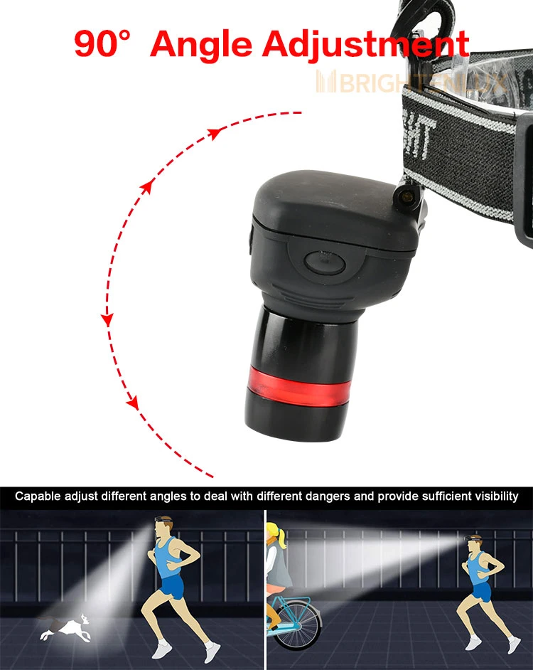 Brightenlux Custom Printing 3 Light Modes 3*AAA Battery Zoomable LED Headlamp Headlight with Adjustable Belt