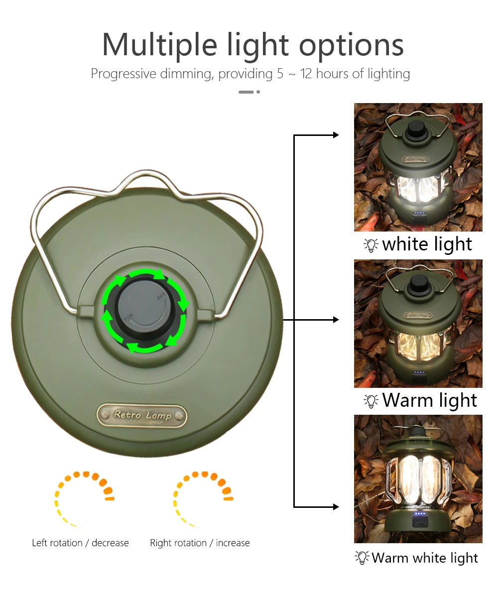 LED Outdoorr Camping Light lantern, 3 Lighting Modes for Outdoor Hiking, Camping and Emergency, USB Charging.