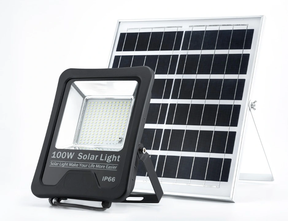 Distributor 100W High Brightness Energy Saving Aluminium Garden Solar Lamp IP65 Camping LED Floodlight