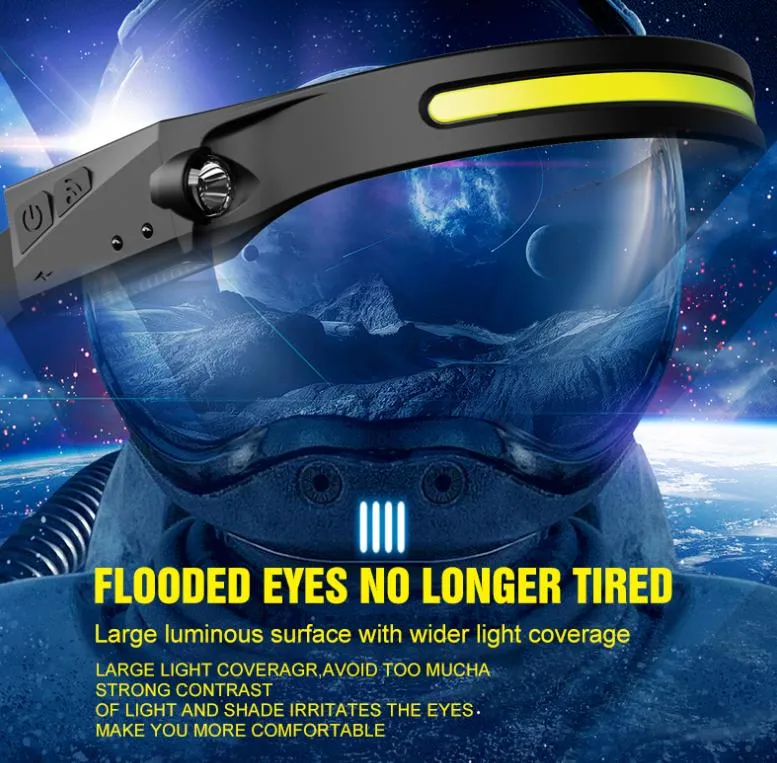 Wholesale Emergency COB Head Torch Lamp Camping Waterproof Head Torch Light Rechargeable Hunting Headlight Full Vision LED Headlamp