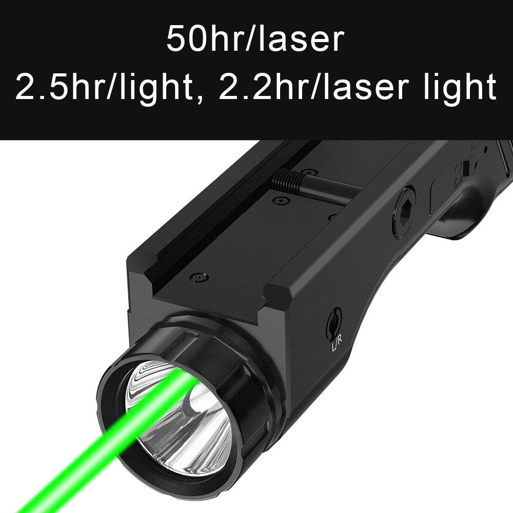 1000 Lumens Gun Light with Green Laser Sight Tactical LED Weapon Hunting Light Compact USB Rechargeable Quick Release Gun Flashlight