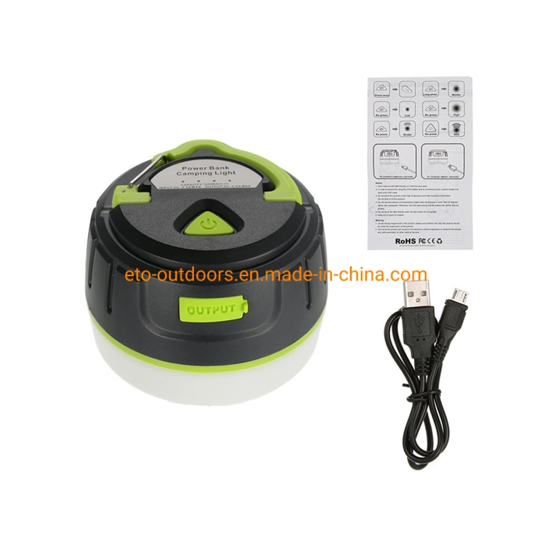 Portable LED Camping Lantern Power Bank Flashlight USB Port IP65 Waterproof Tent Light