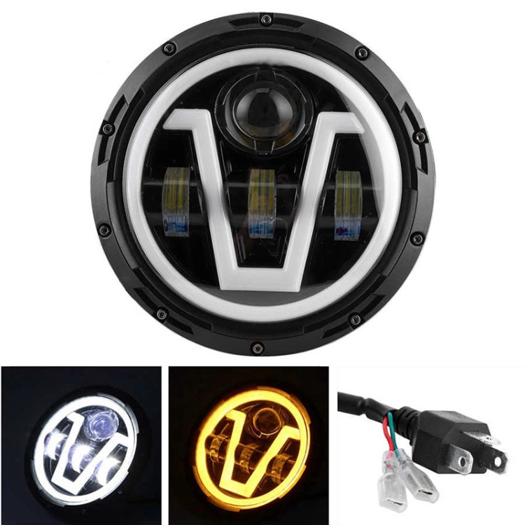 Truck Offroad Car Motorcycle DRL Halo Lights Waterproof Round 7inch LED Headlamp